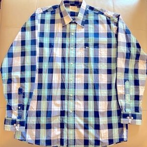 Coastal Cotton Classic Blue and Green Plaid Men's Shirt